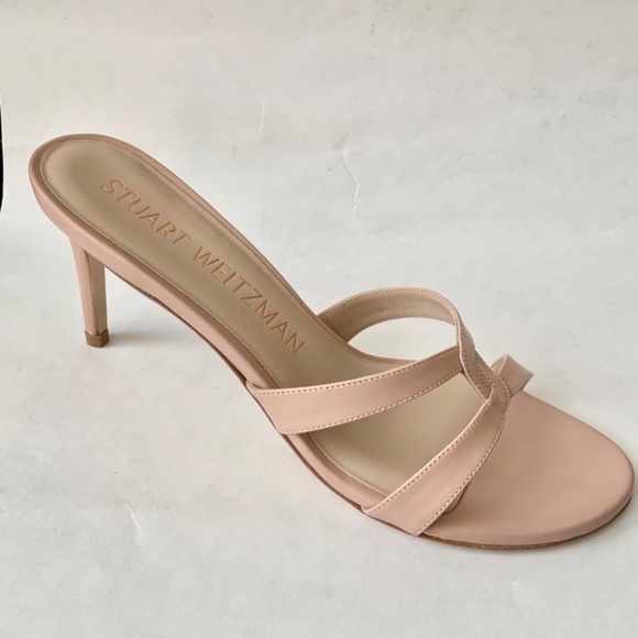 Stuart Weitzman Soiree Sleek 75 Sandal Stiletto Heel Poudre Leather Pumps 8.5 - Picture 14 of 16